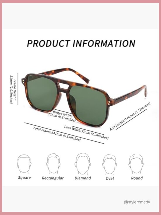 Retro Square Aviator Sunglasses Plastic Frame UV400 Polarized